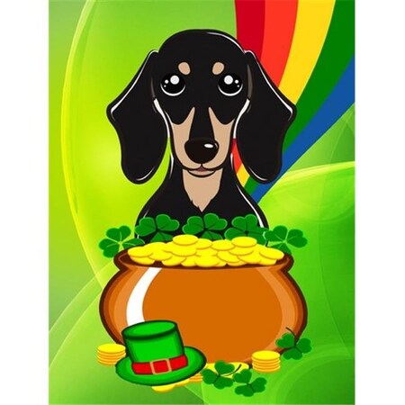 Carolines Treasures Carolines Treasures BB1959CHF Smooth Black and Tan Dachshund St. Patricks Day Canvas House Flag BB1959CHF